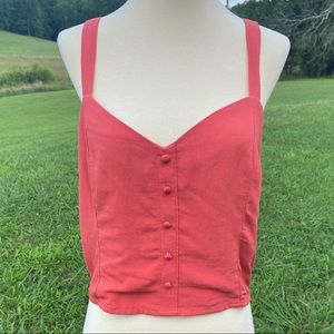 Abercrombie & Fitch Button Detail Coral Crop Top L